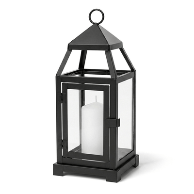 Richland Black Contemporary Metal Lantern with Clear Glasses - Small - thumbnail number 4
