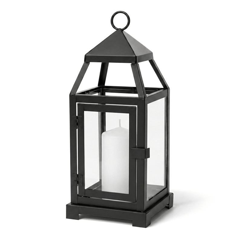 Richland Black Contemporary Metal Lantern with Clear Glasses - Small - thumbnail number 4