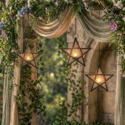 Richland Hanging Star Metal Tealight Lantern with Clear Embossed Glass - thumbnail number 3