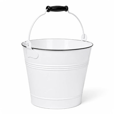 White Enamel 10" Bucket with Swivel Handle