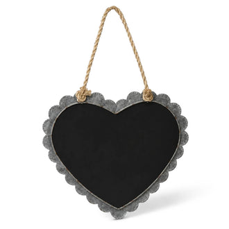 Scallop Edge Zinc Frame Hanging Chalkboard Heart 16x14