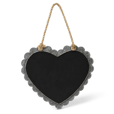 Scallop Edge Zinc Frame Hanging Chalkboard Heart 16x14
