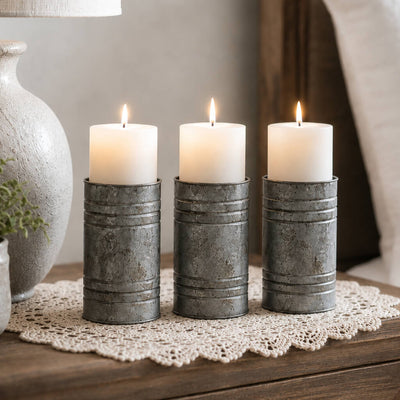 Zinc Cylinder Vase & Pillar Candle Holder 6" - thumbnail number 8