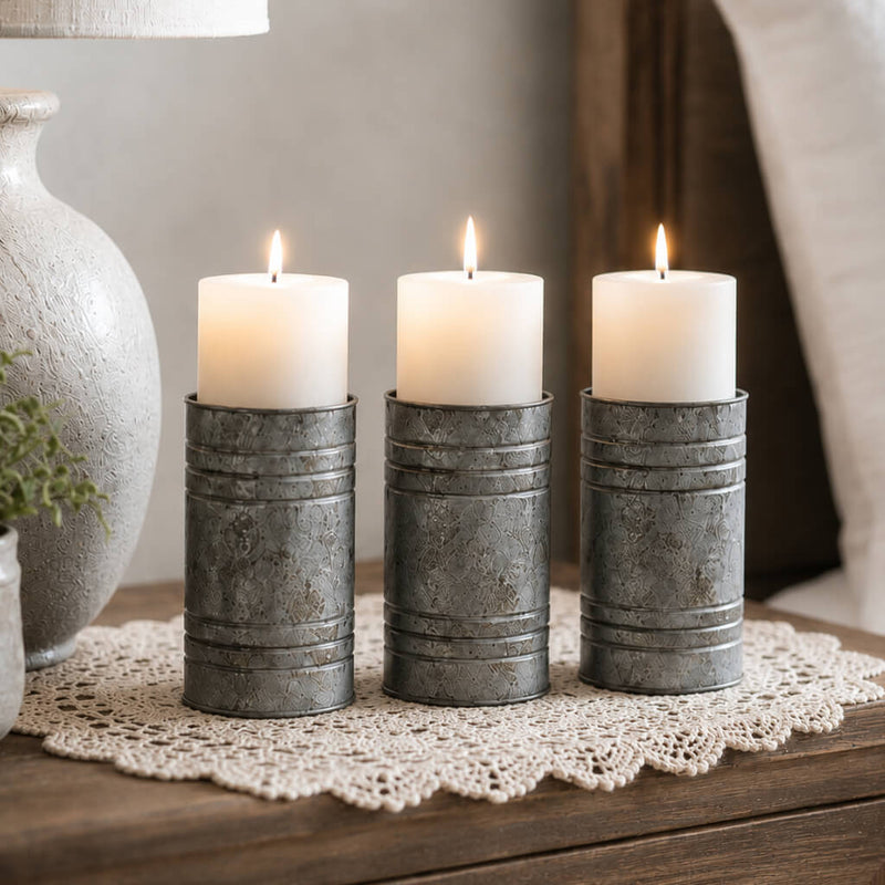 Zinc Cylinder Vase & Pillar Candle Holder 6" - thumbnail number 8