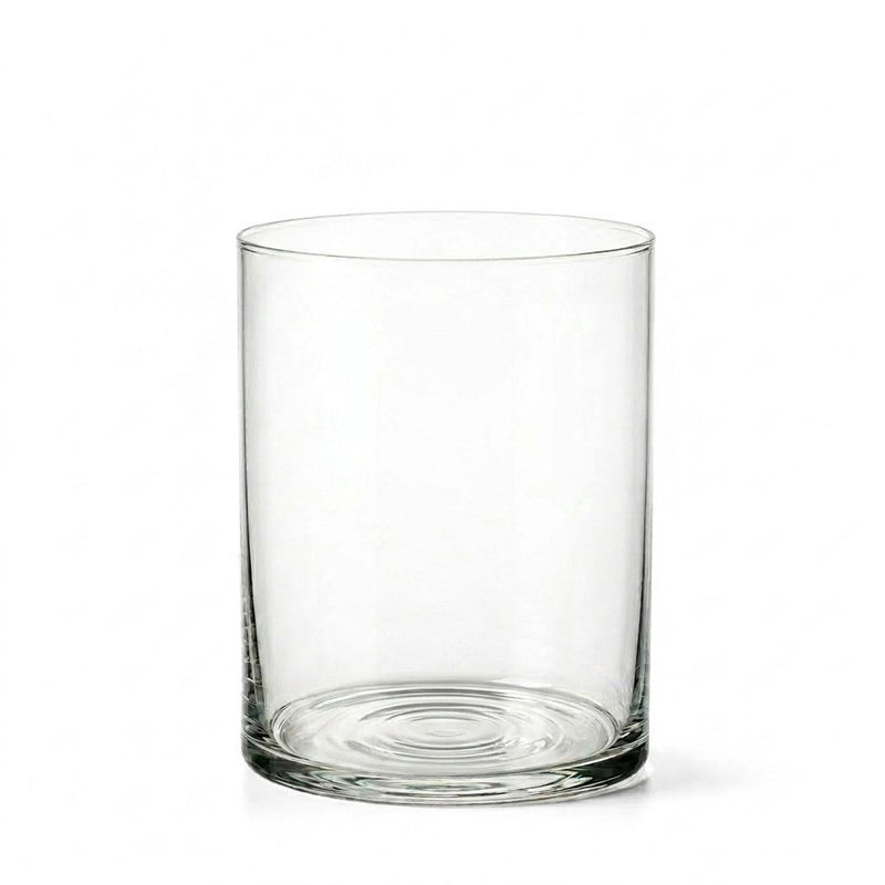 A simple and modern clear glass Wide Cylinder Vase with a heavy stable base - thumbnail number 1