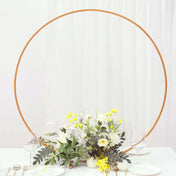 36" Gold Round Hoop Wedding Centerpiece – Metal Self-Standing Floral Wreath Frame - thumbnail number 2