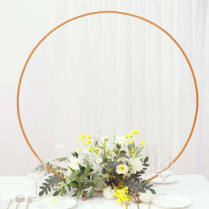 36" Gold Round Hoop Wedding Centerpiece – Metal Self-Standing Floral Wreath Frame
