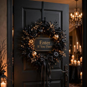 Black metal over-the-door hook holding a Halloween wreath - thumbnail number 7