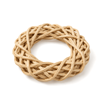 Close-up of a woven natural lata napkin ring on a white background - thumbnail number 1