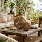 Two extra large grapevine topiary balls as coffee table decor on a patio - thumbnail number 11