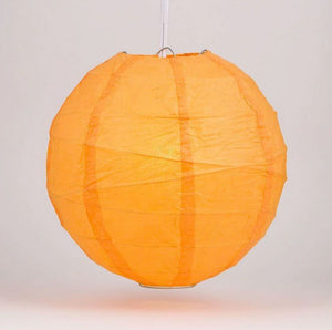 12" Orange Paper Lantern - Bamboo Ribbing