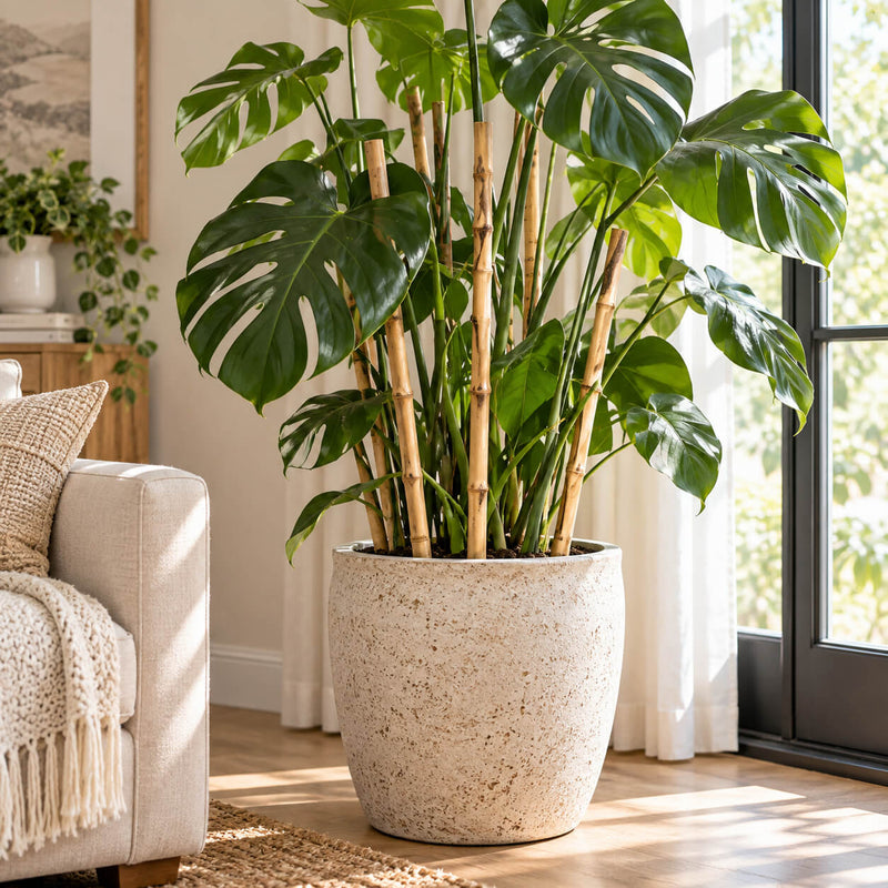 Natural 24" bamboo poles used as plant stakes in a potted monstera - thumbnail number 6
