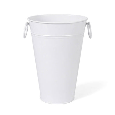 11" White Flower Market Bucket with Handles