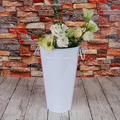 11" White Flower Market Buckets with handles - thumbnail number 1