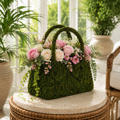 Natural preserved moss purse planter on a stool - thumbnail number 8