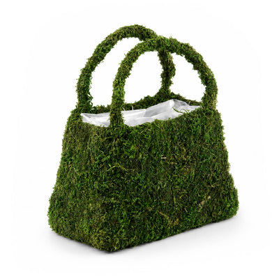 Natural Preserved Moss Purse Planter 8"