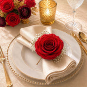 Preserved red roses surrounding glass-enclosed candles - thumbnail number 5
