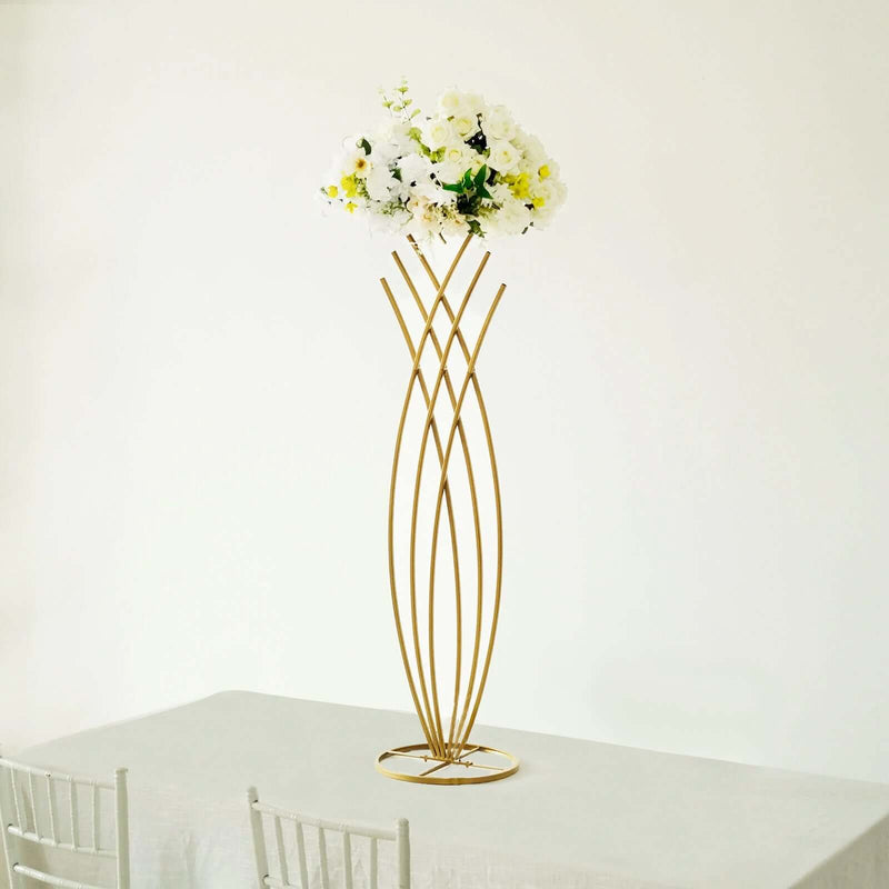 Mermaid Tail Design Gold Metal Flower Frame 4ft – Table Centerpiece Wedding Floral Display Stand - thumbnail number 2