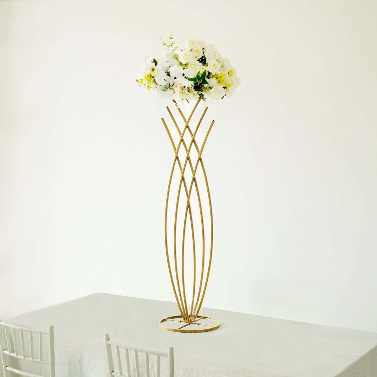 Mermaid Tail Design Gold Metal Flower Frame 4ft – Table Centerpiece Wedding Floral Display Stand