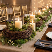 Grapevine twig bird nest on a wedding table setup - thumbnail number 4