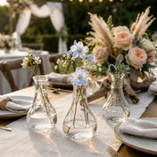 Three 3.5" pinched bud vases with botanical stems on a wedding table - thumbnail number 4