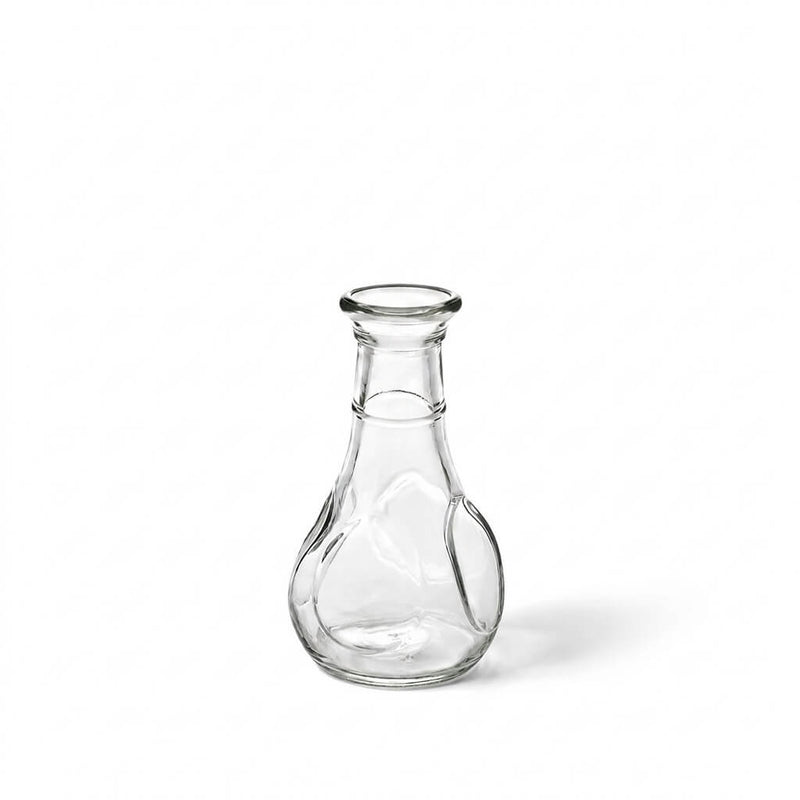 A 3.5" pinched bud vase made of clear glass on a white background - thumbnail number 1