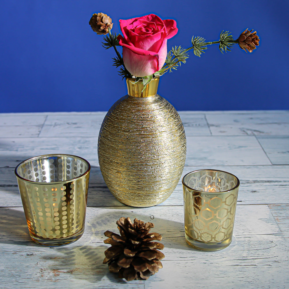 Richland Elegant Vase 6" Gold Ceramic Set of 4