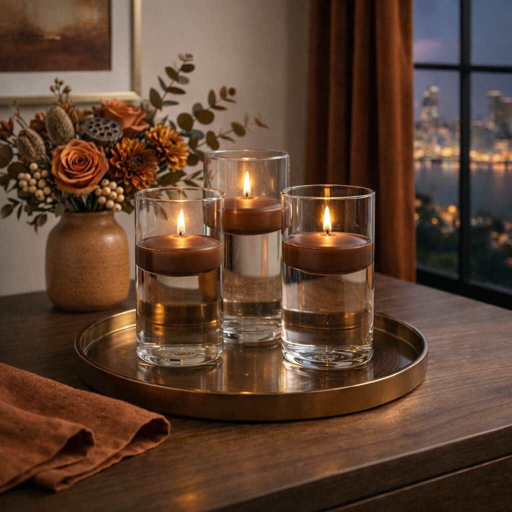 Richland Floating Candles 3" Brown Set of 12
