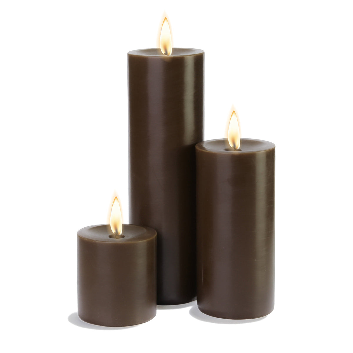 Richland Pillar Candles 3"x3", 3"x6" & 3"x9" Brown