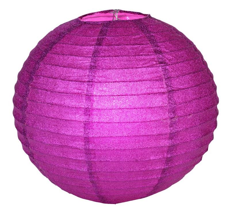 12" Dark Pink Glitter Paper Lantern