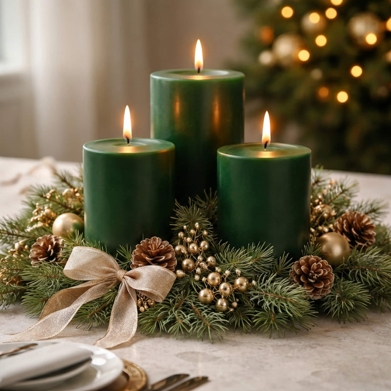 Richland Pillar Candles 3"x6" Dark Green Set of 12 - thumbnail number 7