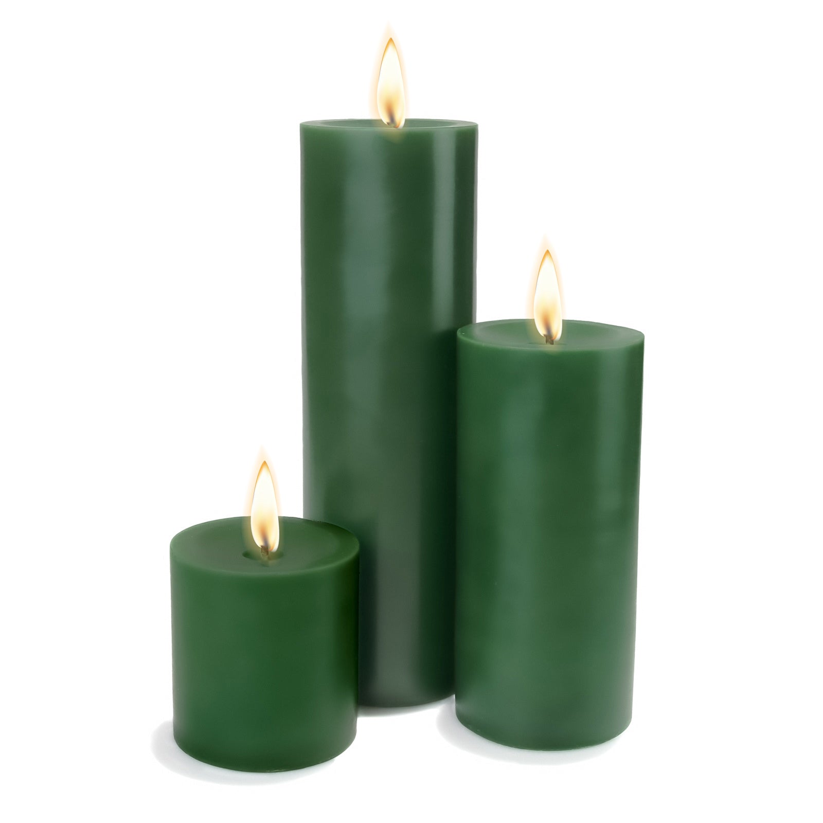 Richland Pillar Candles 3"x3", 3"x6" & 3"x9" Dark Green