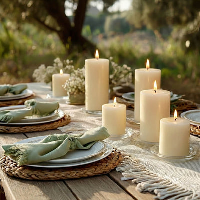 Richland Pillar Candles 2" x 3" & 2" x 6" Set of 40 - Ivory - thumbnail number 3