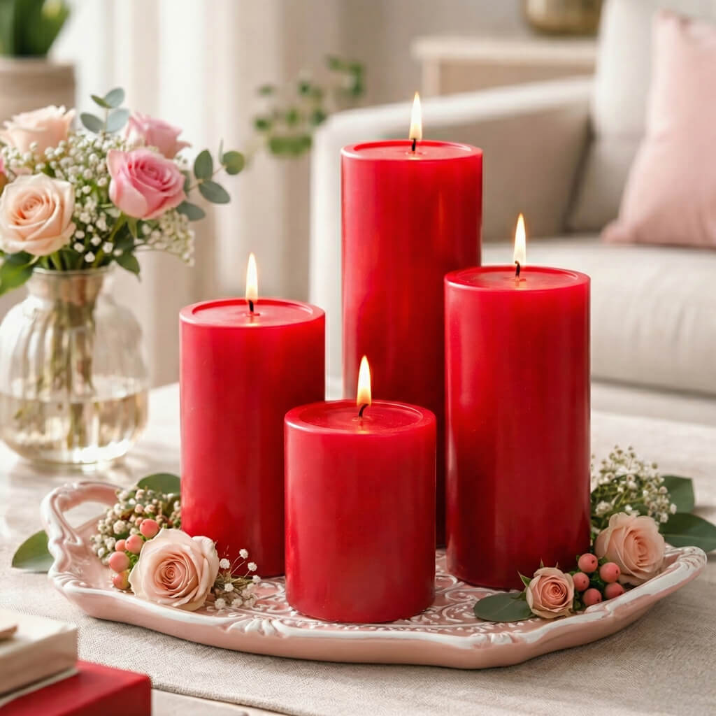 Richland 4" x 12" Red Pillar Candle