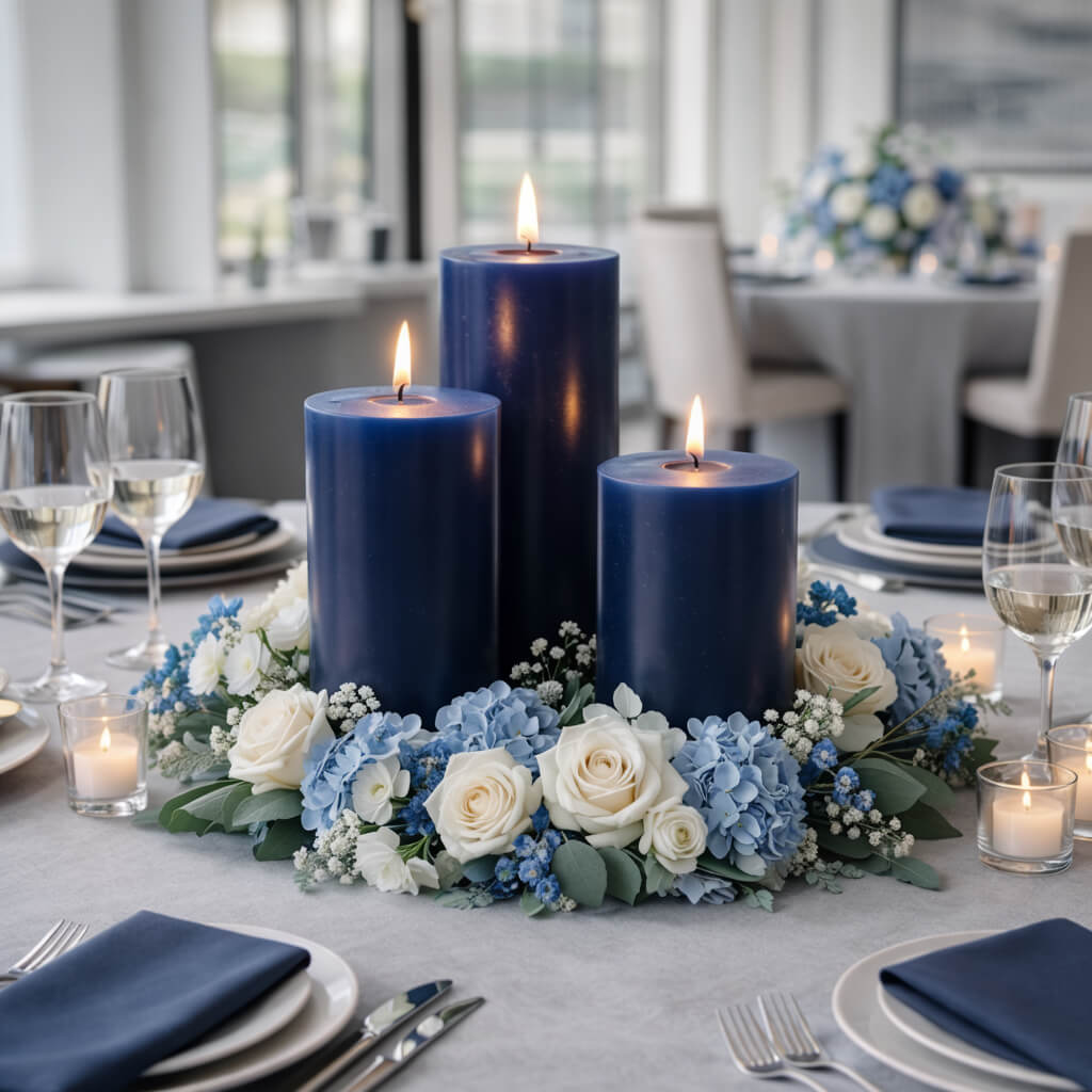 Richland 4" x 6" Navy Blue Pillar Candle