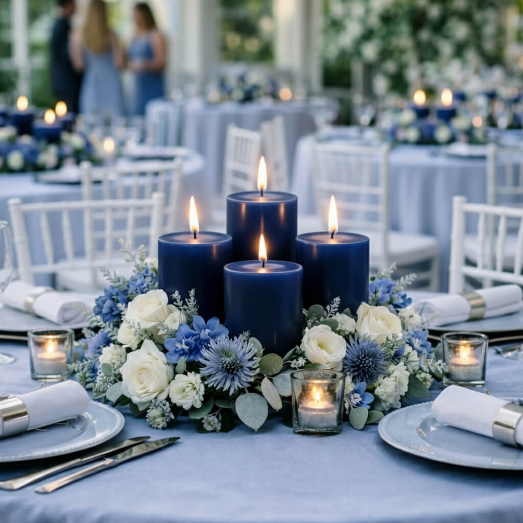 Richland 4" x 6" Navy Blue Pillar Candle