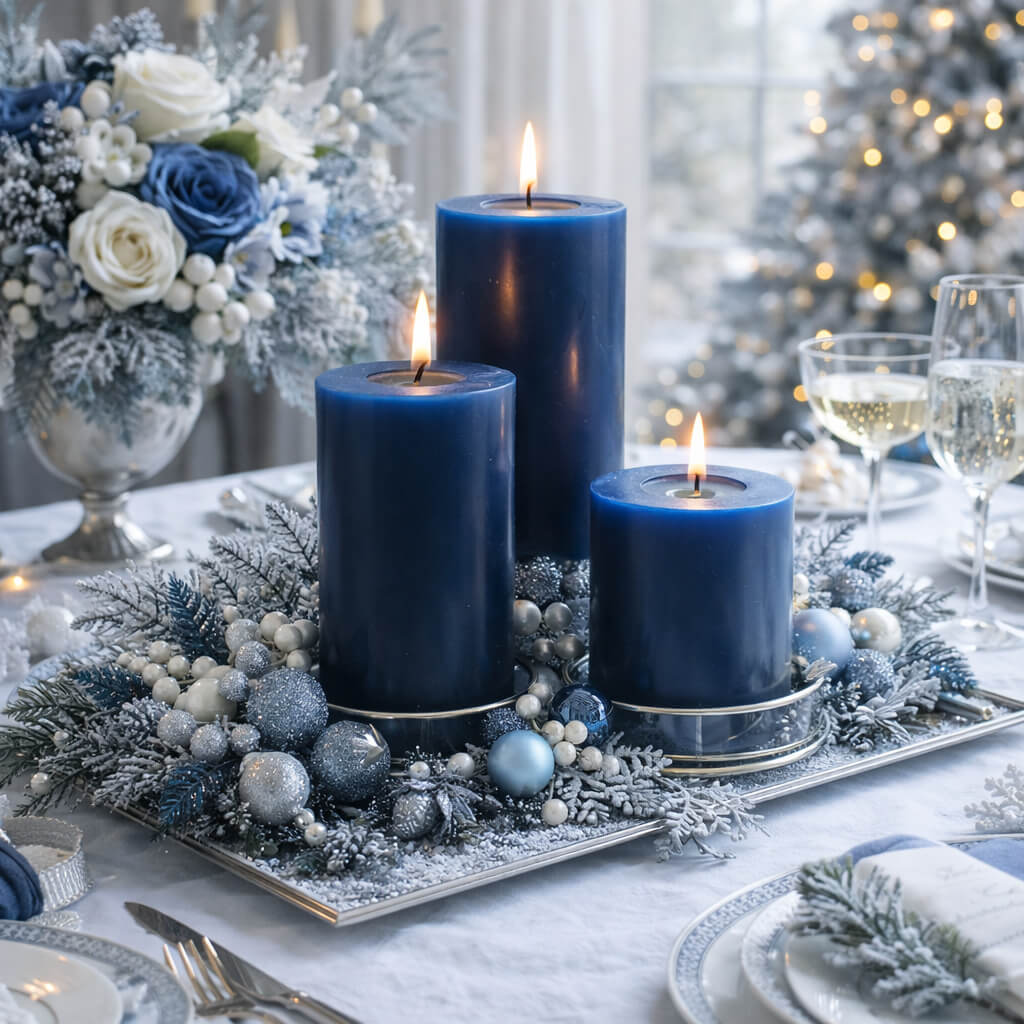 Richland 4" x 6" Navy Blue Pillar Candle