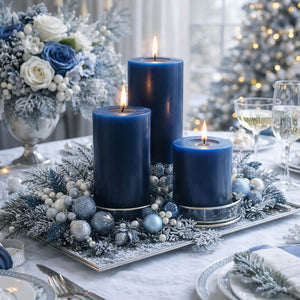 Richland 4" x 6" Navy Blue Pillar Candle