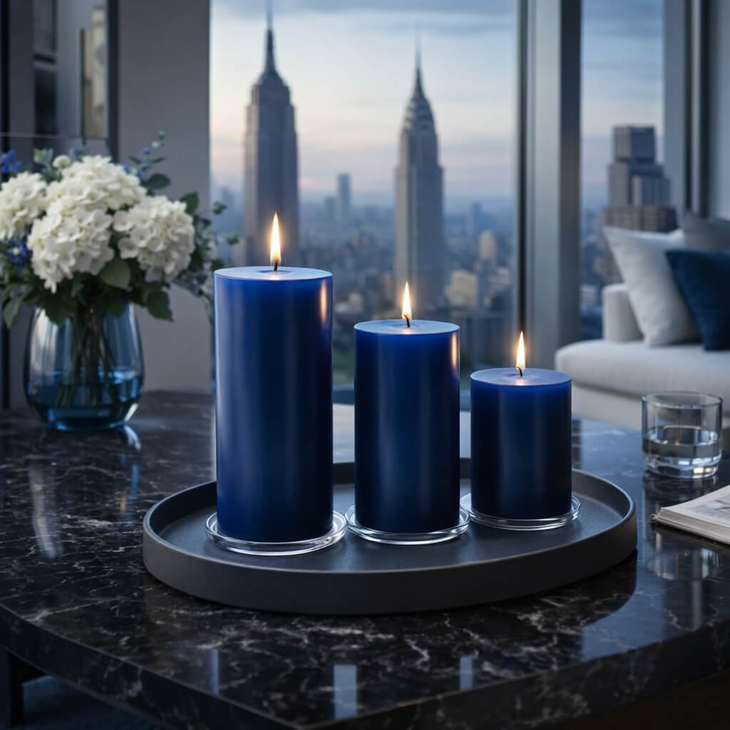 Richland 4" x 6" Navy Blue Pillar Candle