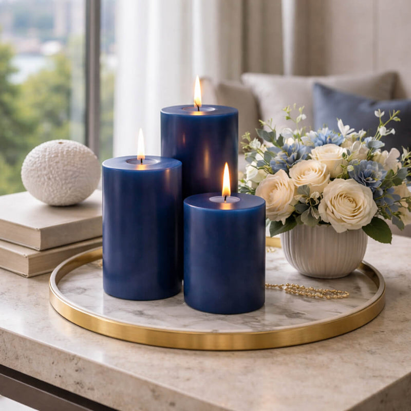 Richland 4" x 12" Navy Blue Pillar Candle - thumbnail number 9
