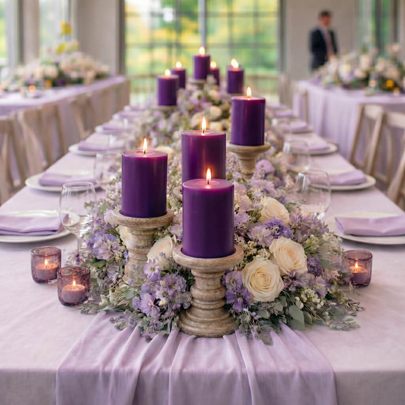Richland Pillar Candles 3"x3", 3"x6" & 3"x9" Purple Set of 12 - thumbnail number 6
