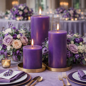 Richland Pillar Candles 3"x3", 3"x6" & 3"x9" Purple Set of 12 - thumbnail number 5