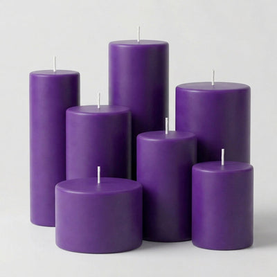 Richland Pillar Candles 3"x6" Purple Set of 12 - thumbnail number 3