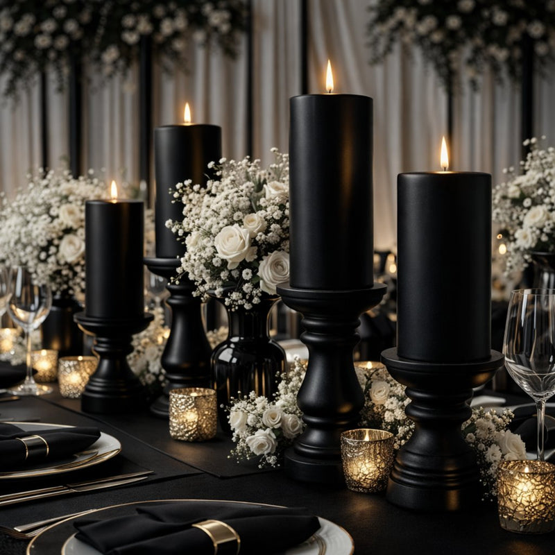 Richland Pillar Candles 3"x3" Black Set of 12 - thumbnail number 6