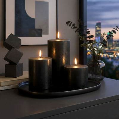Richland Pillar Candles 3"x3" Black Set of 12 - thumbnail number 9