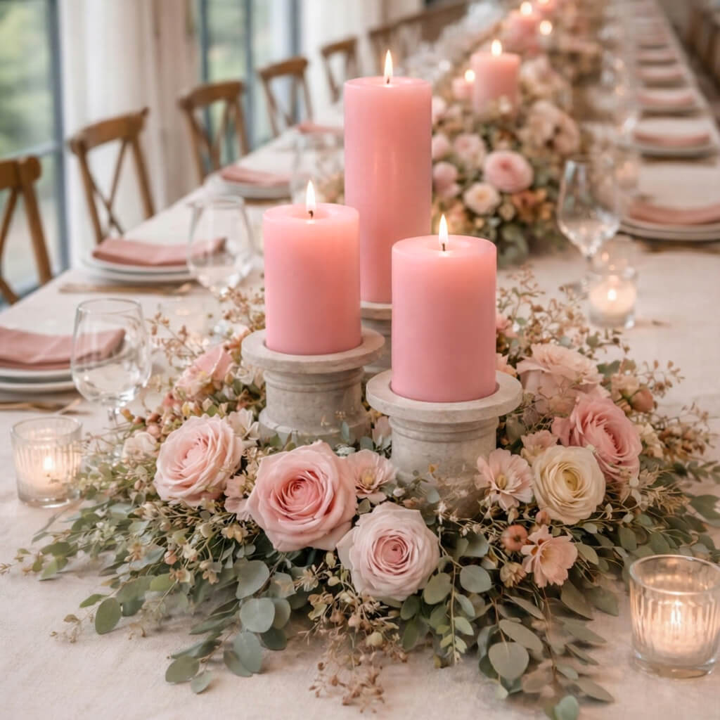 Richland Pillar Candle 3"x6" Pink