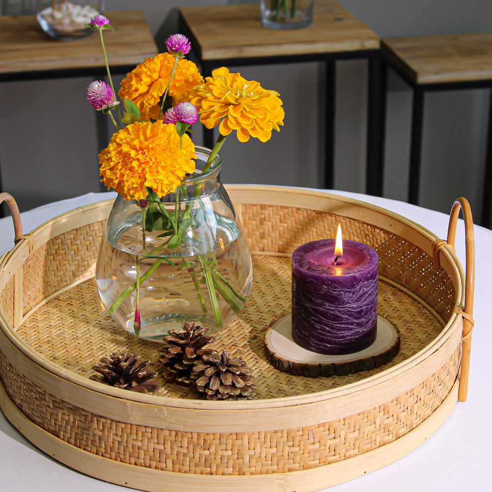 Richland Rustic Pillar Candle 3"x 3" Purple Set of 12