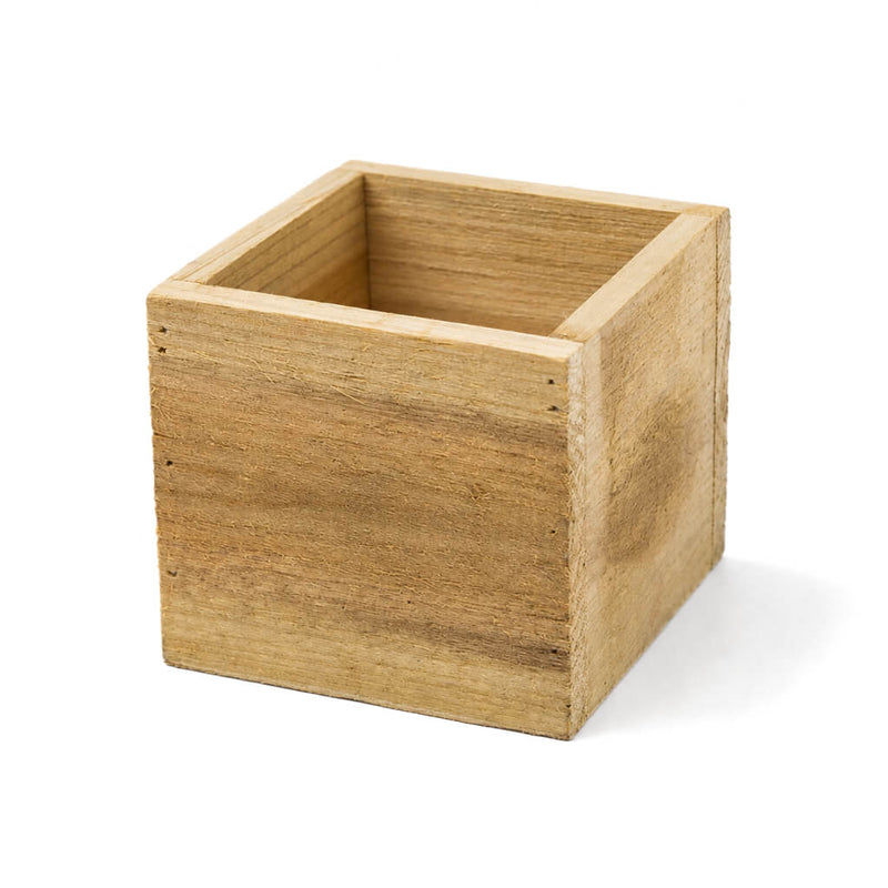 Handmade 4-inch square untreated wooden berry box on a white background - thumbnail number 2