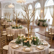 Gold faux manzanita tree centerpiece with pink flowers and candles - thumbnail number 7