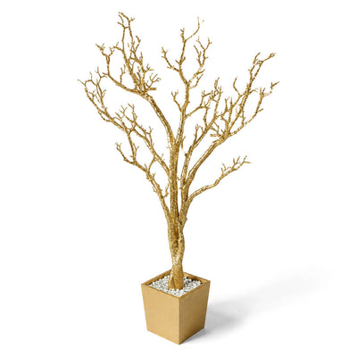 Potted Gold Faux Manzanita Tree 4 ft